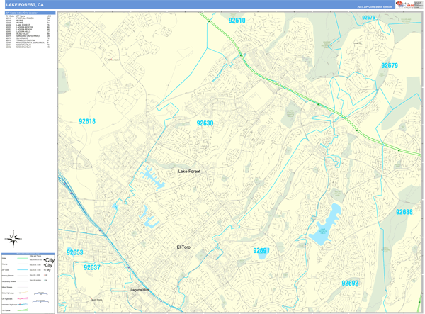 Lake Forest California Zip Code Wall Map (Basic Style) by MarketMAPS